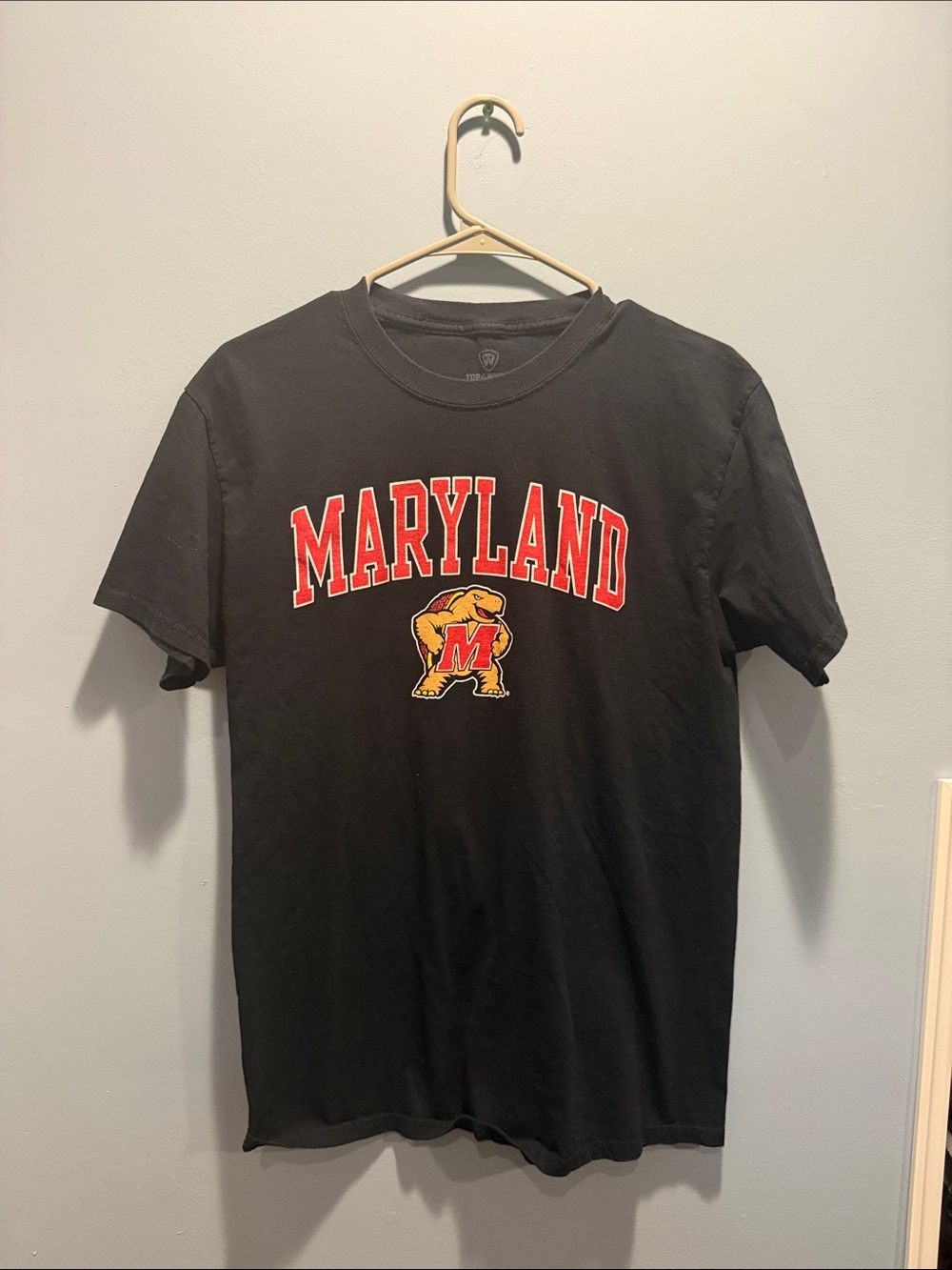 Top of the World Black Maryland Tee with Red and Yellow Logo